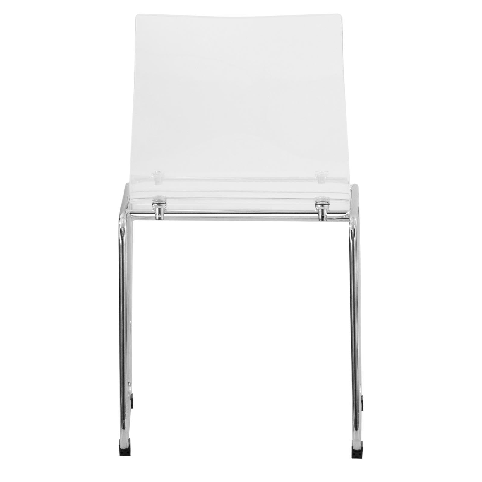 Lima Acrylic Dining Chair Stackable Design with Chrome Steel Base