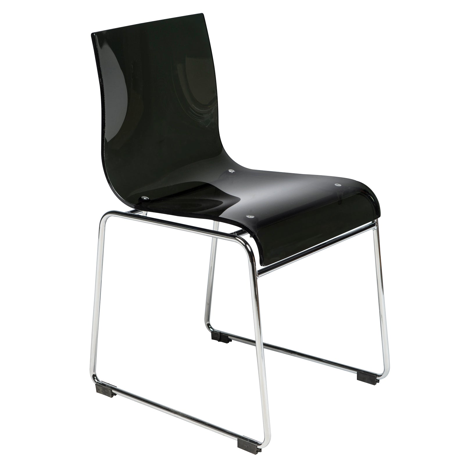 Lima Acrylic Dining Chair Stackable Design with Chrome Steel Base