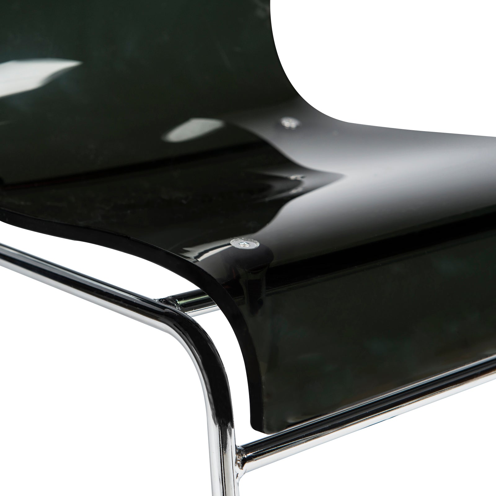 Lima Acrylic Dining Chair Stackable Design with Chrome Steel Base