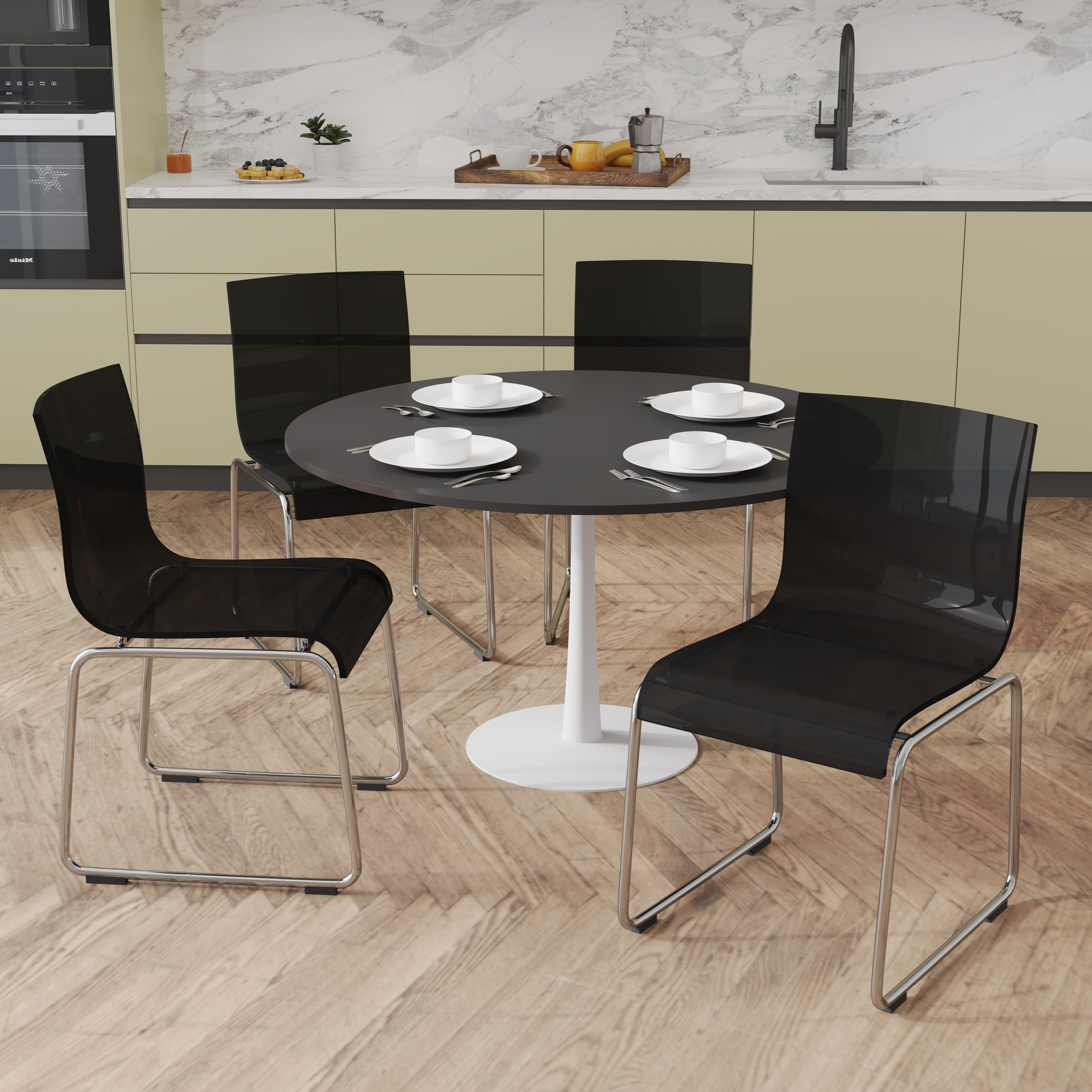 Lima Acrylic Dining Chair Stackable Design with Chrome Steel Base