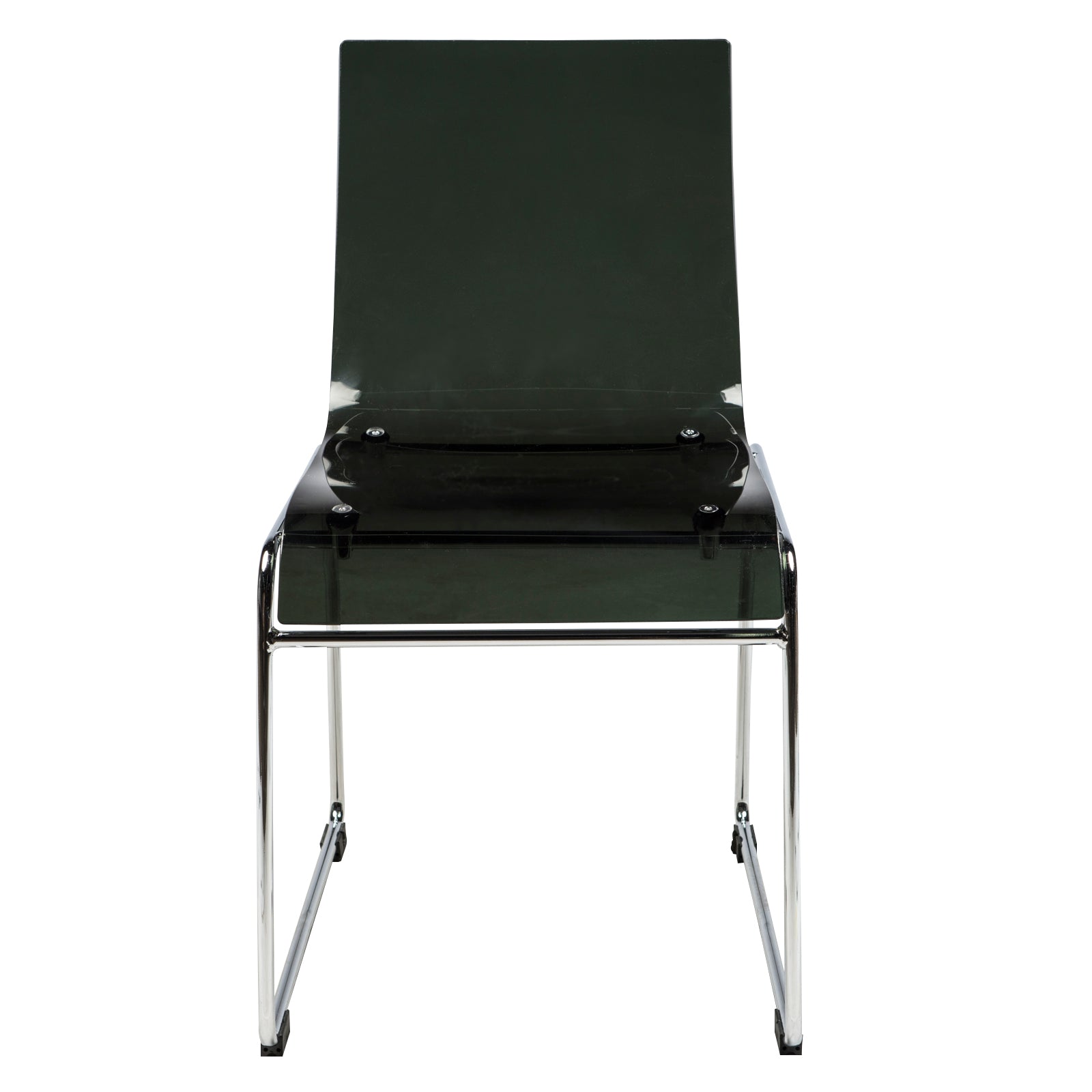 Lima Acrylic Dining Chair Stackable Design with Chrome Steel Base