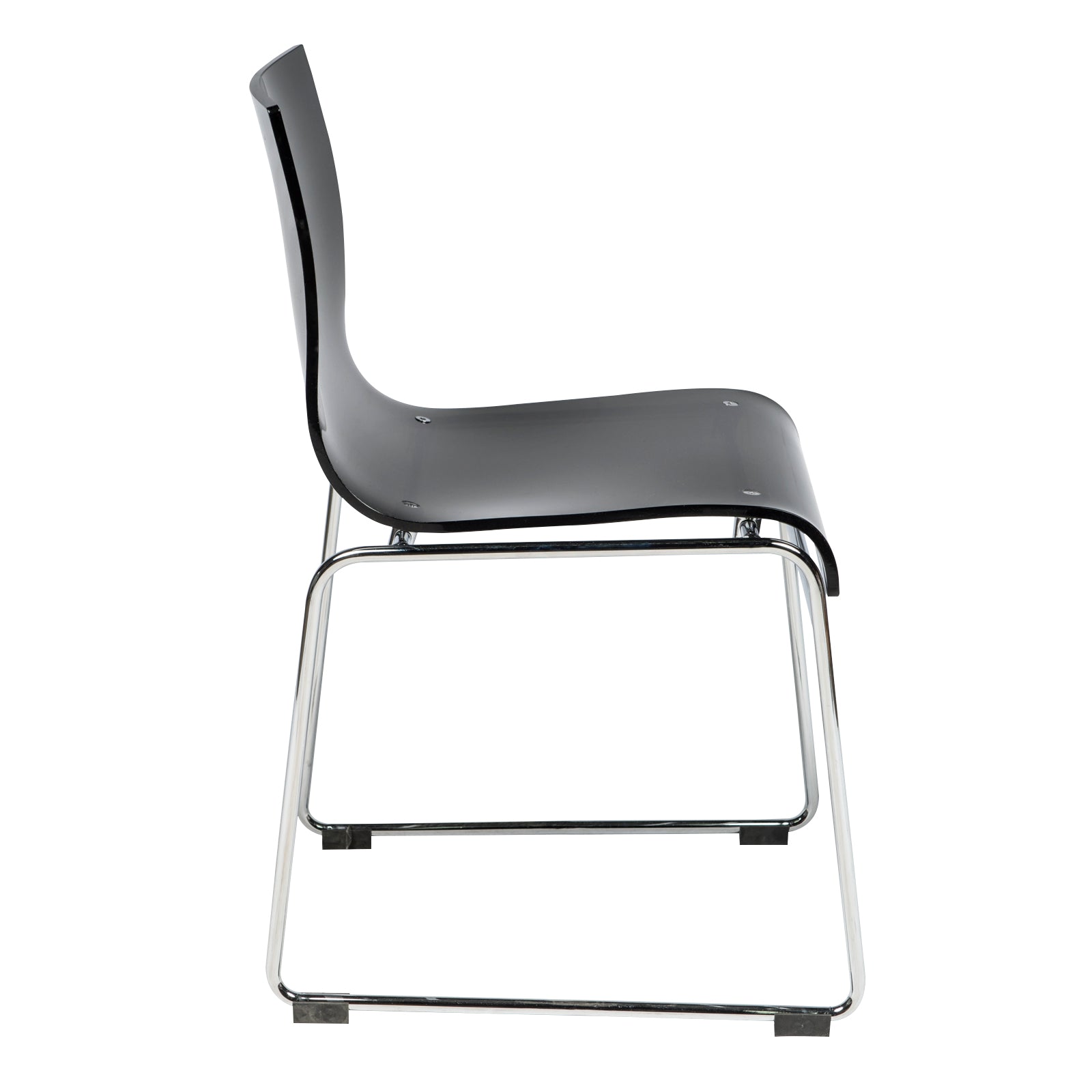 Lima Acrylic Dining Chair Stackable Design with Chrome Steel Base