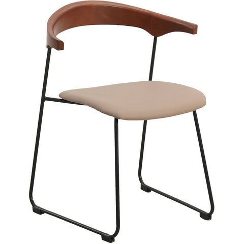 LeisureMod Lyra Modern Dining Chair in Upholstered Faux Leather with Beech Wood Back and Metal Legs