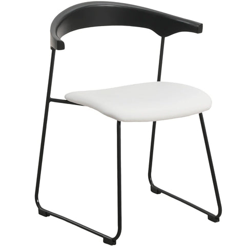 LeisureMod Lyra Modern Dining Chair in Upholstered Faux Leather with Beech Wood Back and Metal Legs