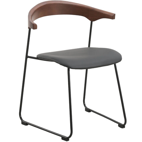 LeisureMod Lyra Modern Dining Chair in Upholstered Faux Leather with Beech Wood Back and Metal Legs