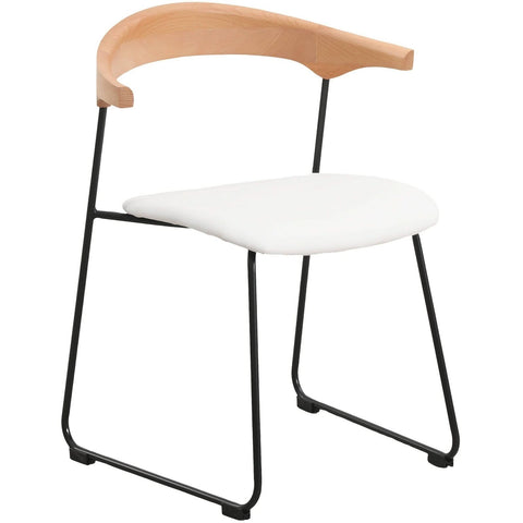 Lyra Leather Dining Chair with a Beech Wood Curved Back and Iron Legs