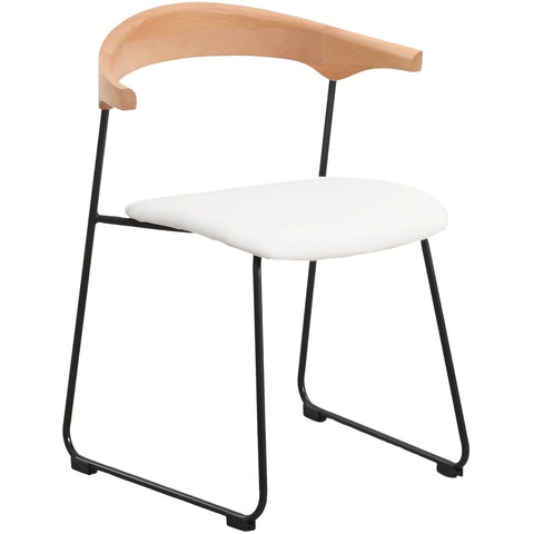 LeisureMod Lyra Modern Dining Chair in Upholstered Faux Leather with Beech Wood Back and Metal Legs