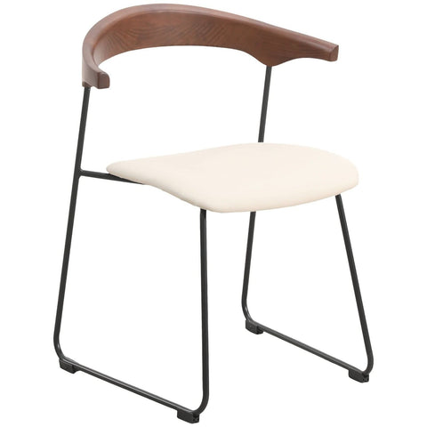 LeisureMod Lyra Modern Dining Chair in Upholstered Faux Leather with Beech Wood Back and Metal Legs