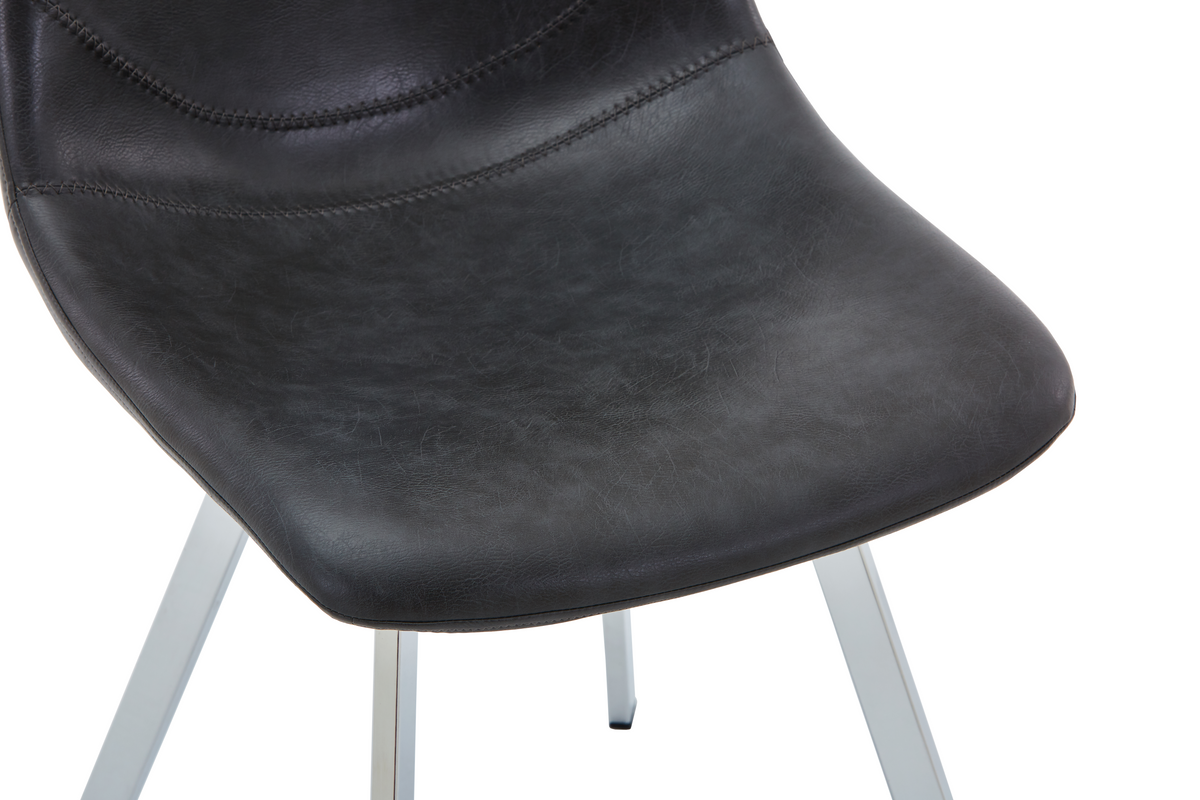 Markley Leather Dining Chair With Steel Legs