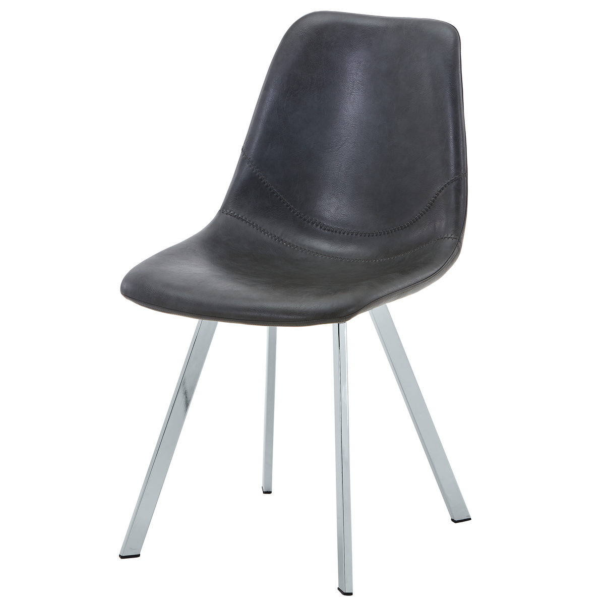 Markley Leather Dining Chair With Steel Legs