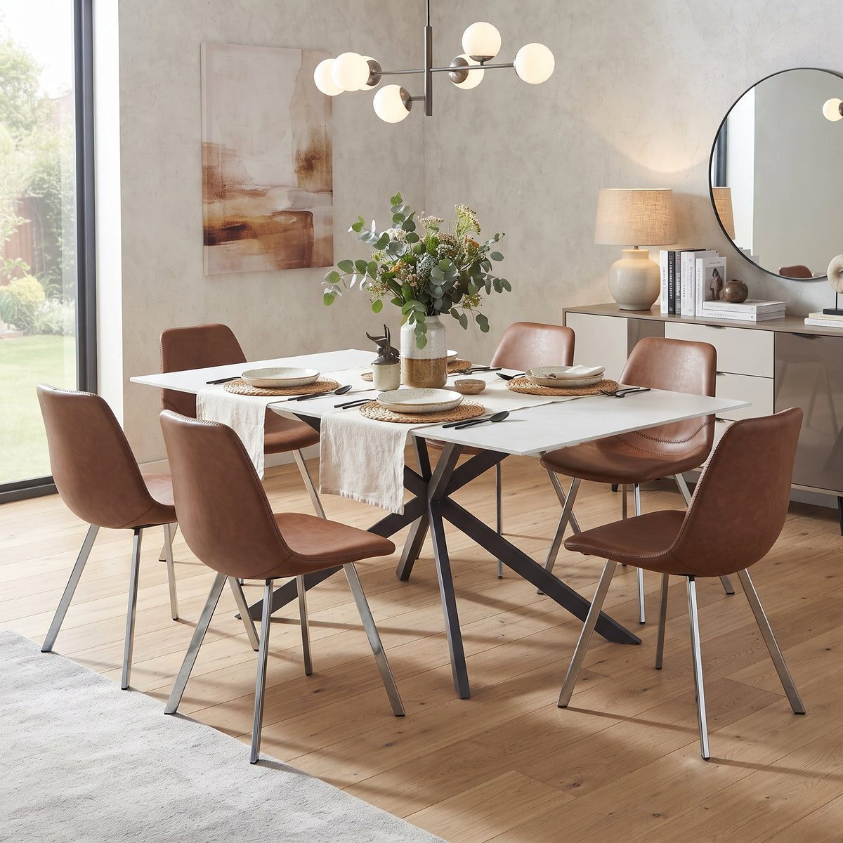 Markley Leather Dining Chair With Steel Legs