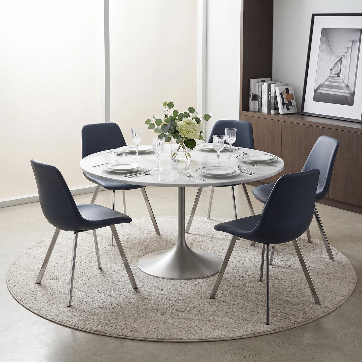 Markley Leather Dining Chair With Steel Legs