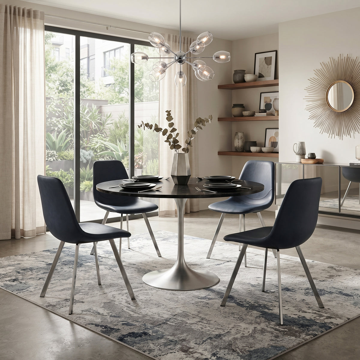 Markley Leather Dining Chair With Steel Legs