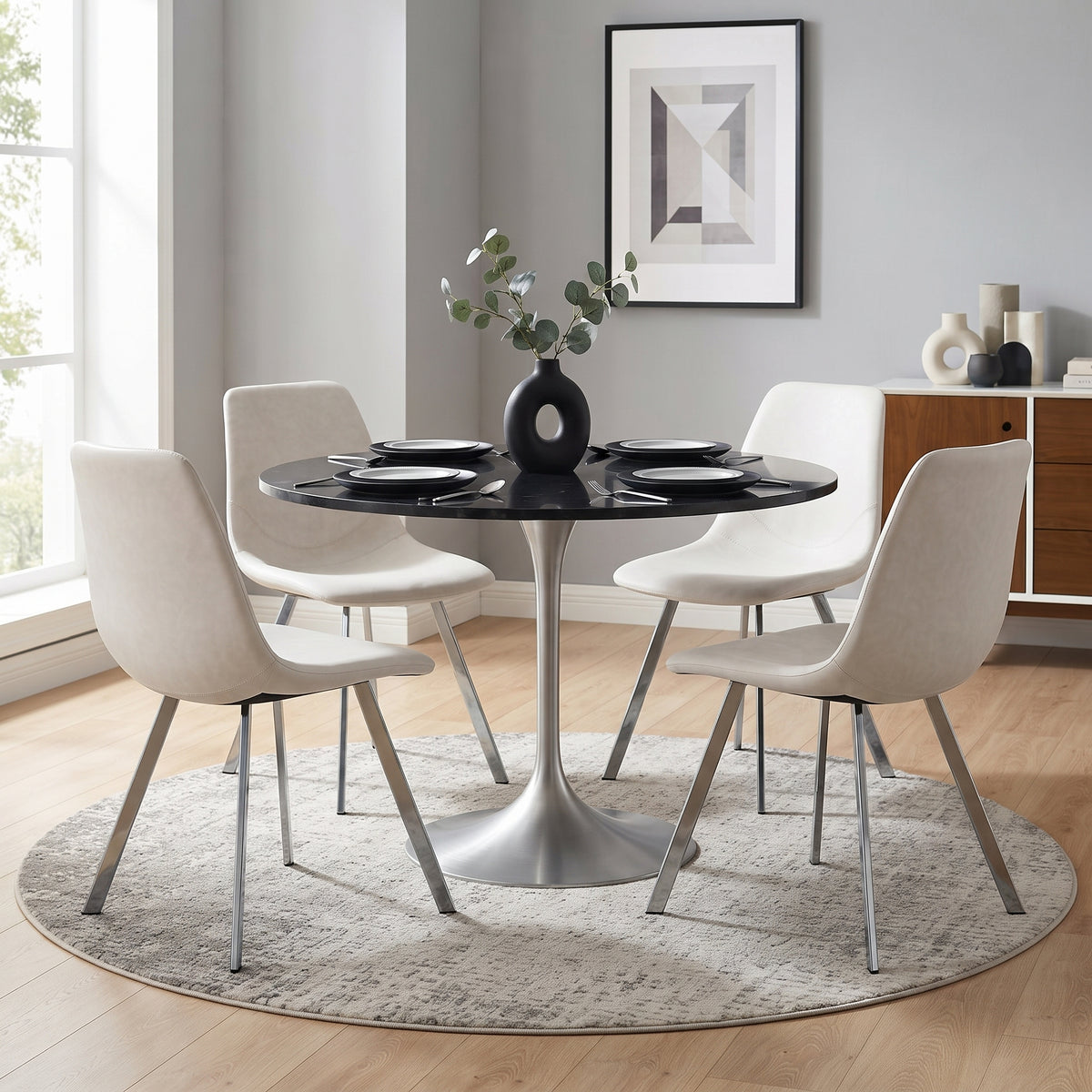 Markley Leather Dining Chair With Steel Legs