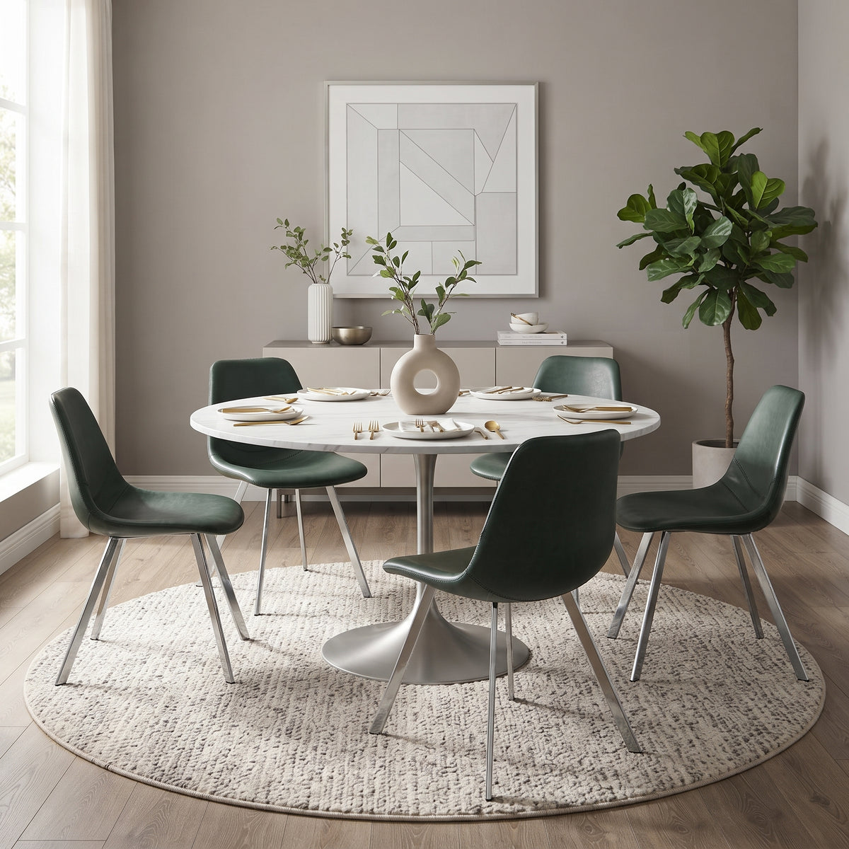 Markley Leather Dining Chair With Steel Legs