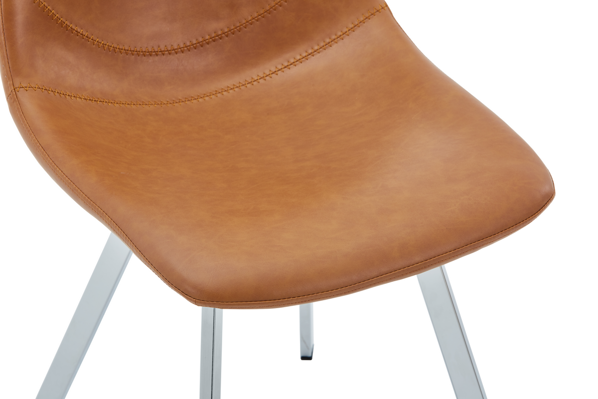 Markley Leather Dining Chair With Steel Legs