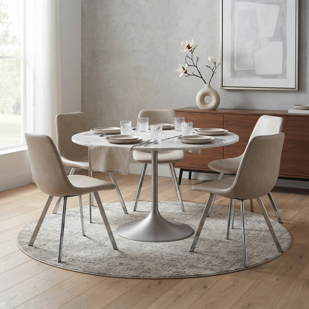 Markley Leather Dining Chair With Steel Legs