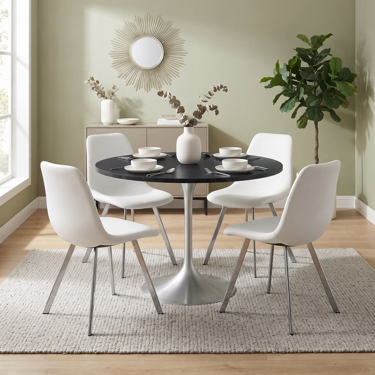 Markley Leather Dining Chair With Steel Legs
