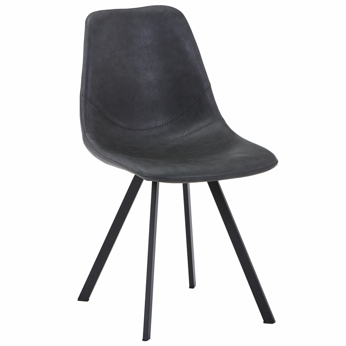 Markley Leather Dining Chair With Steel Legs