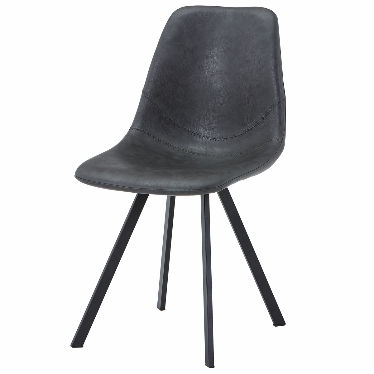 Markley Leather Dining Chair With Steel Legs