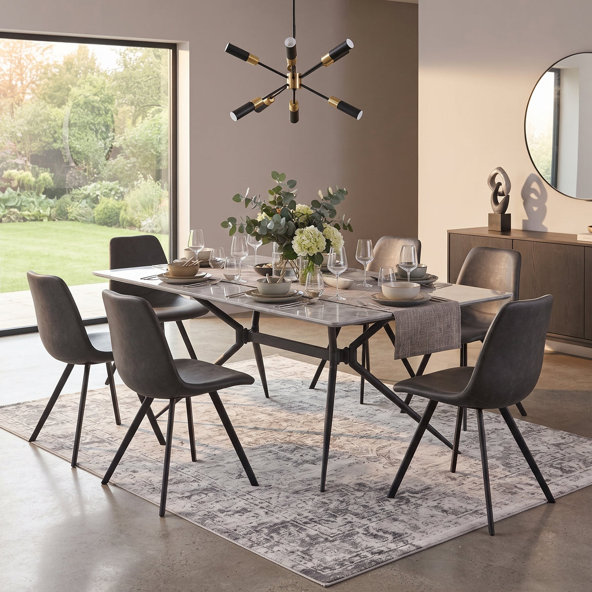 Markley Leather Dining Chair With Steel Legs
