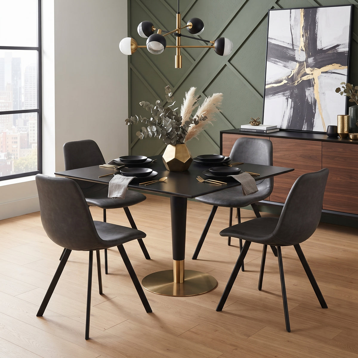 Markley Leather Dining Chair With Steel Legs