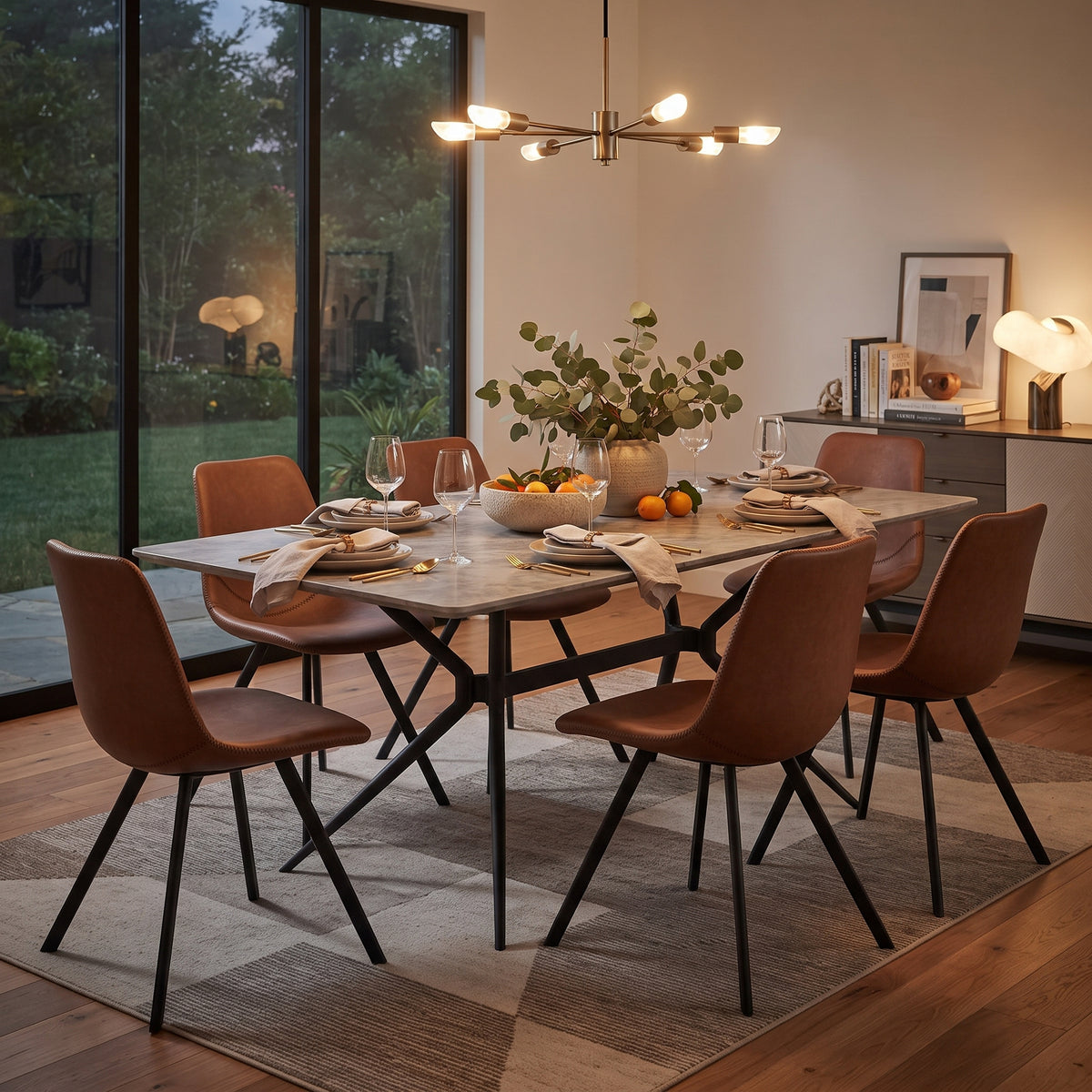 Markley Leather Dining Chair With Steel Legs