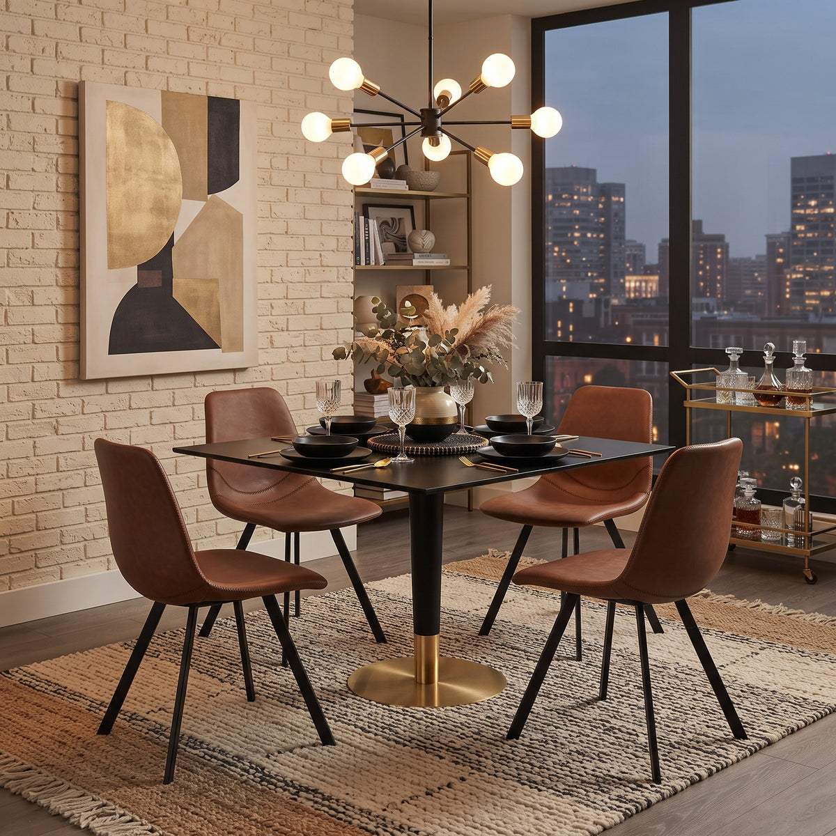 Markley Leather Dining Chair With Steel Legs