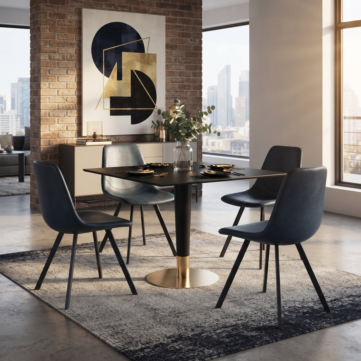 Markley Leather Dining Chair With Steel Legs