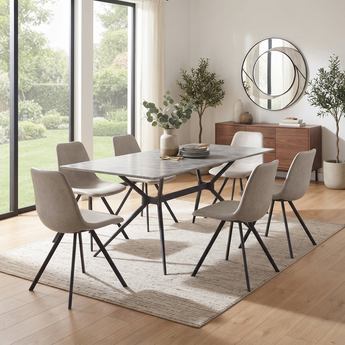 Markley Leather Dining Chair With Steel Legs