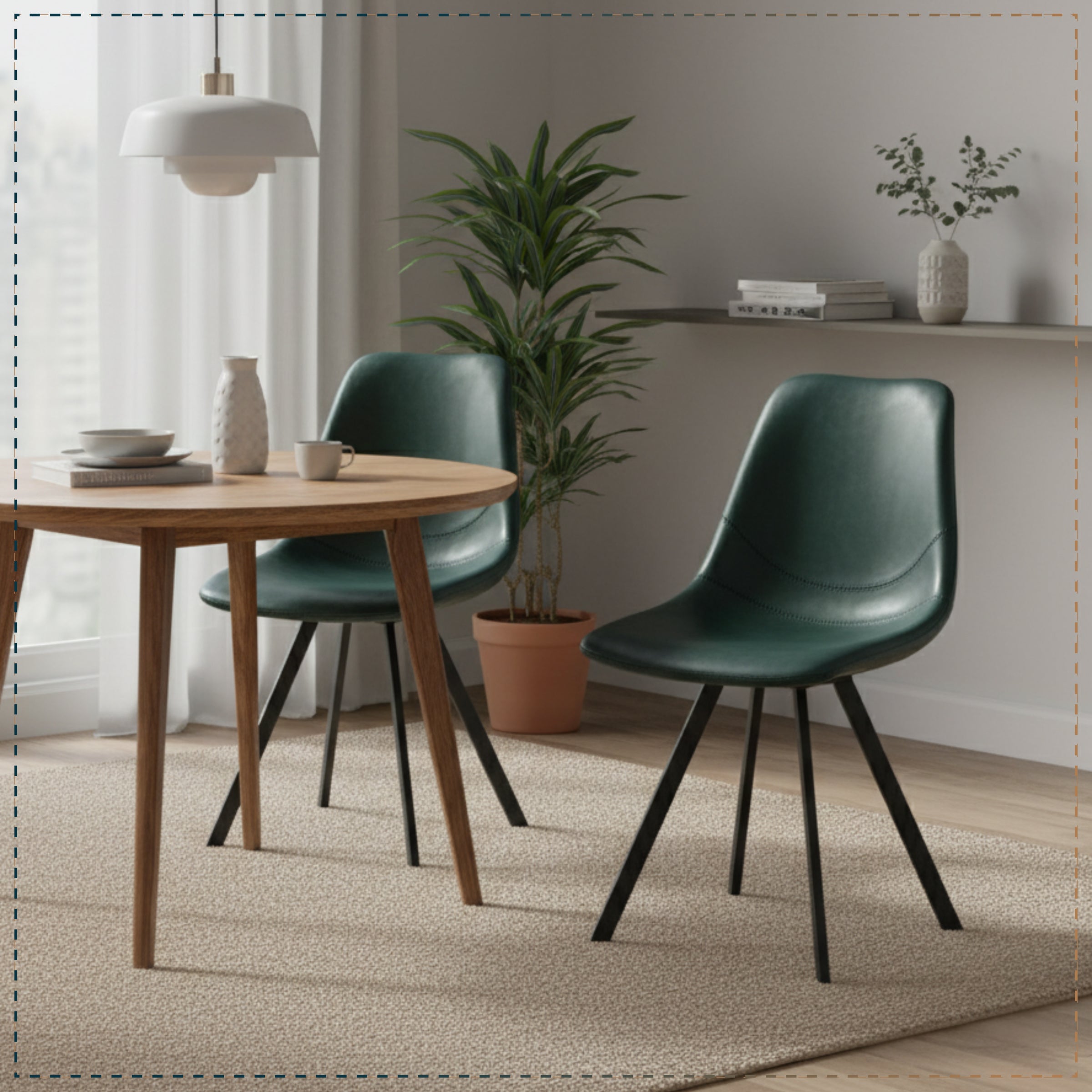 Markley Leather Dining Chair With Black/Gold Metal Legs