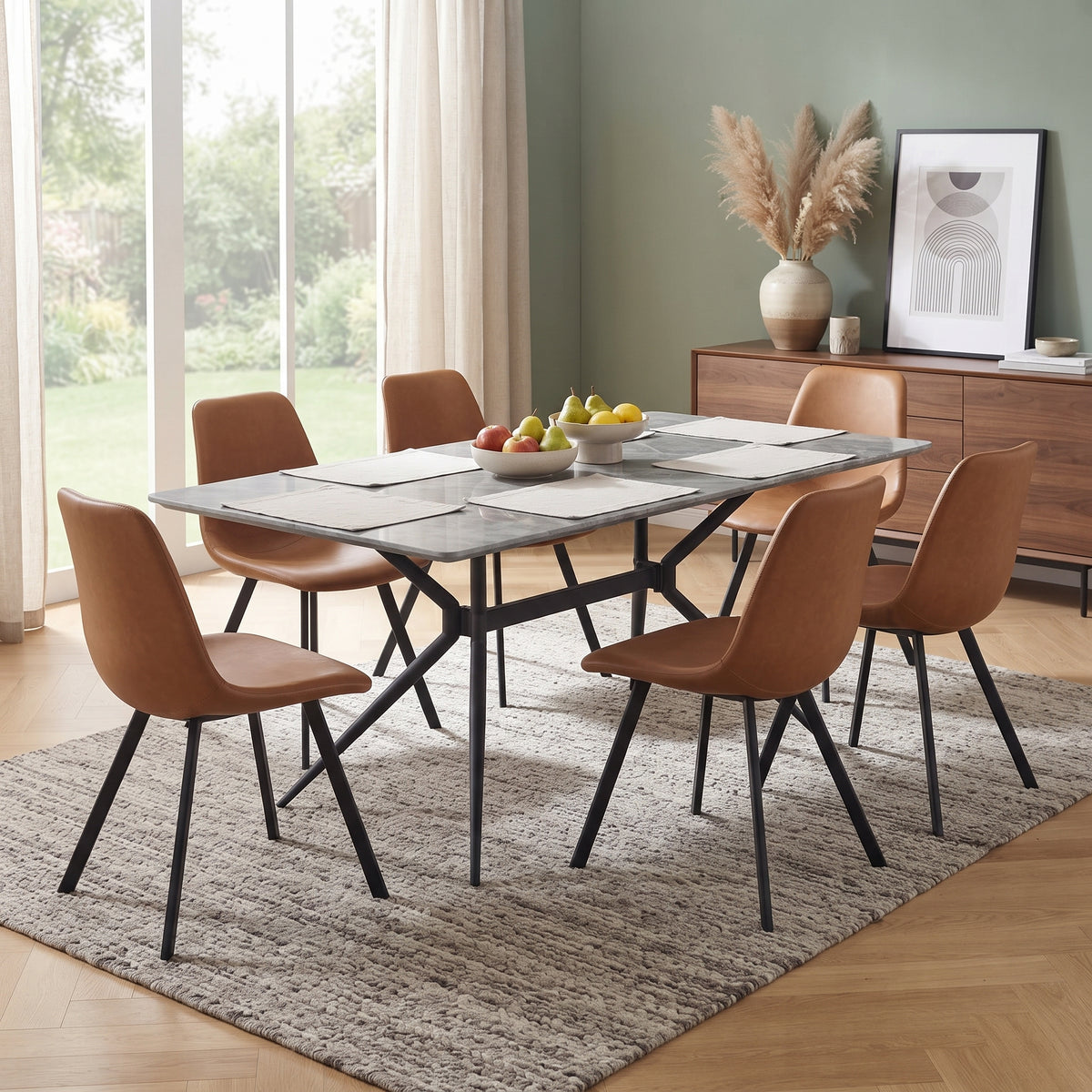 Markley Leather Dining Chair With Steel Legs