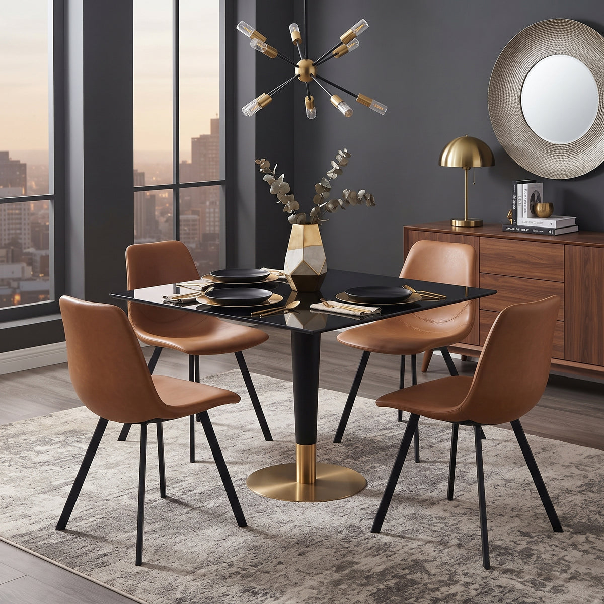 Markley Leather Dining Chair With Steel Legs