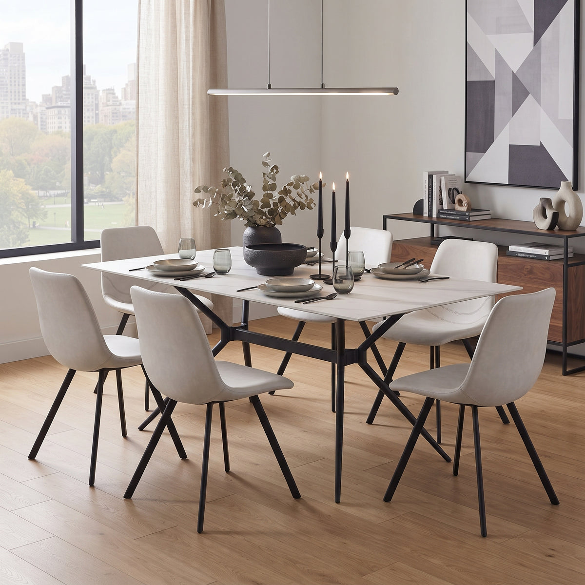 Markley Leather Dining Chair With Steel Legs