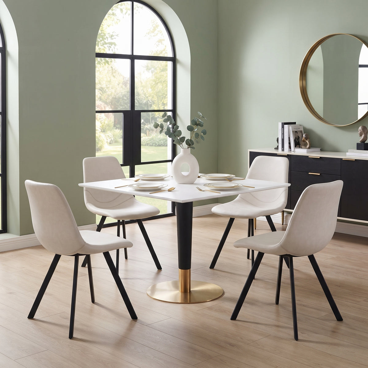 Markley Leather Dining Chair With Steel Legs