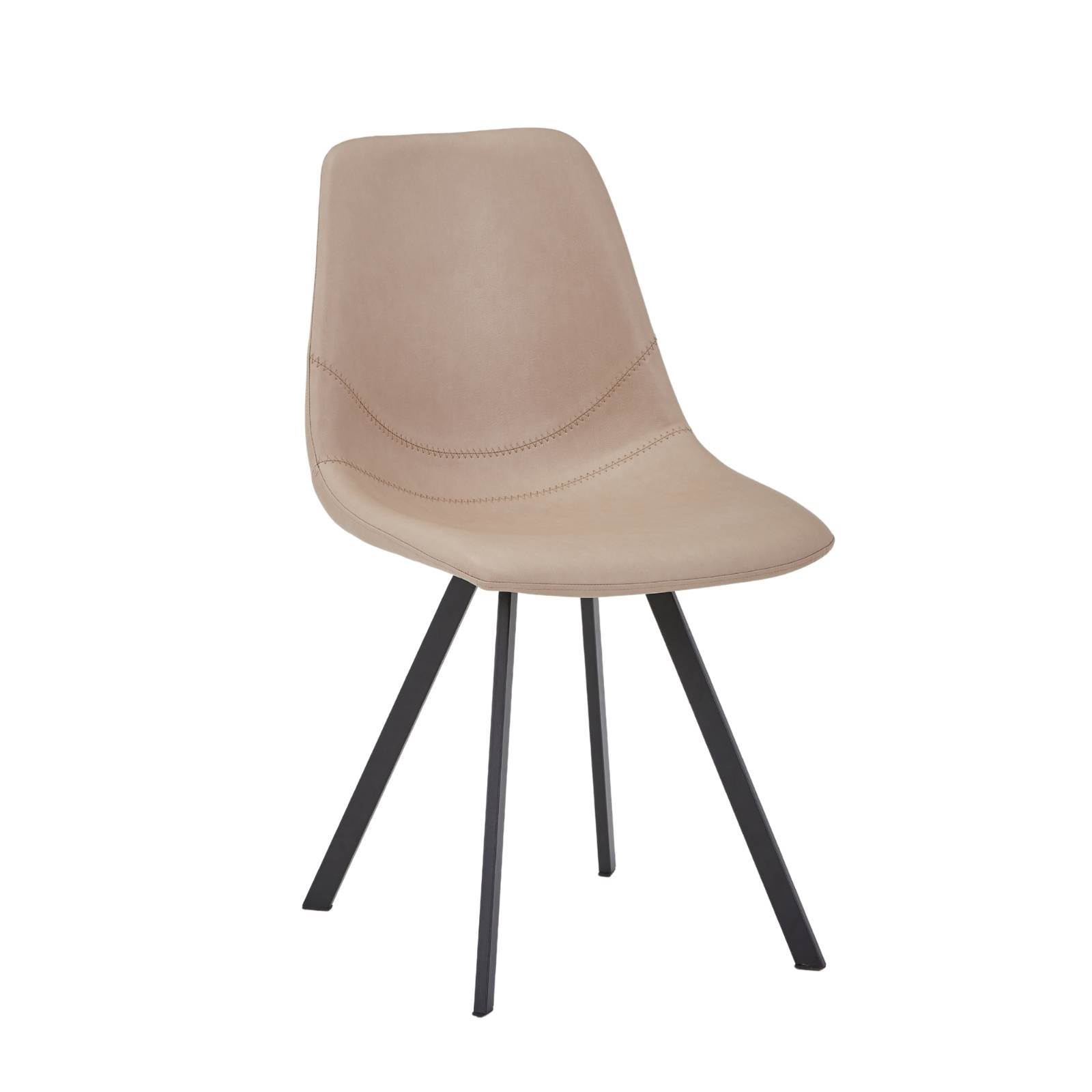 Markley Leather Dining Chair With Black/Gold Metal Legs Black Taupe Dining Chair Leisuremod