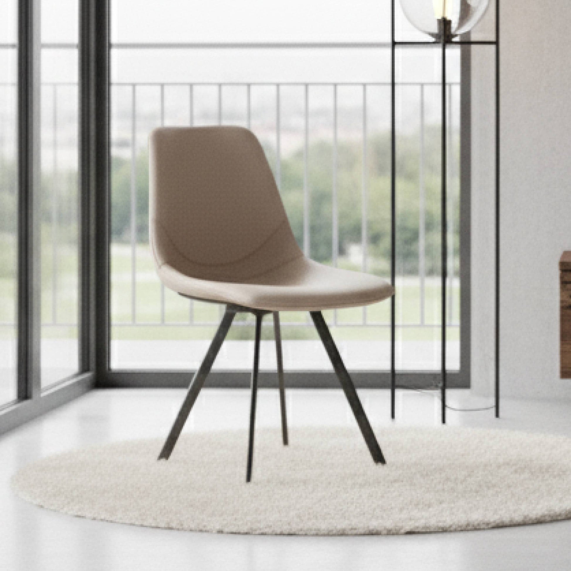 Markley Leather Dining Chair With Black/Gold Metal Legs Black Taupe Dining Chair Leisuremod