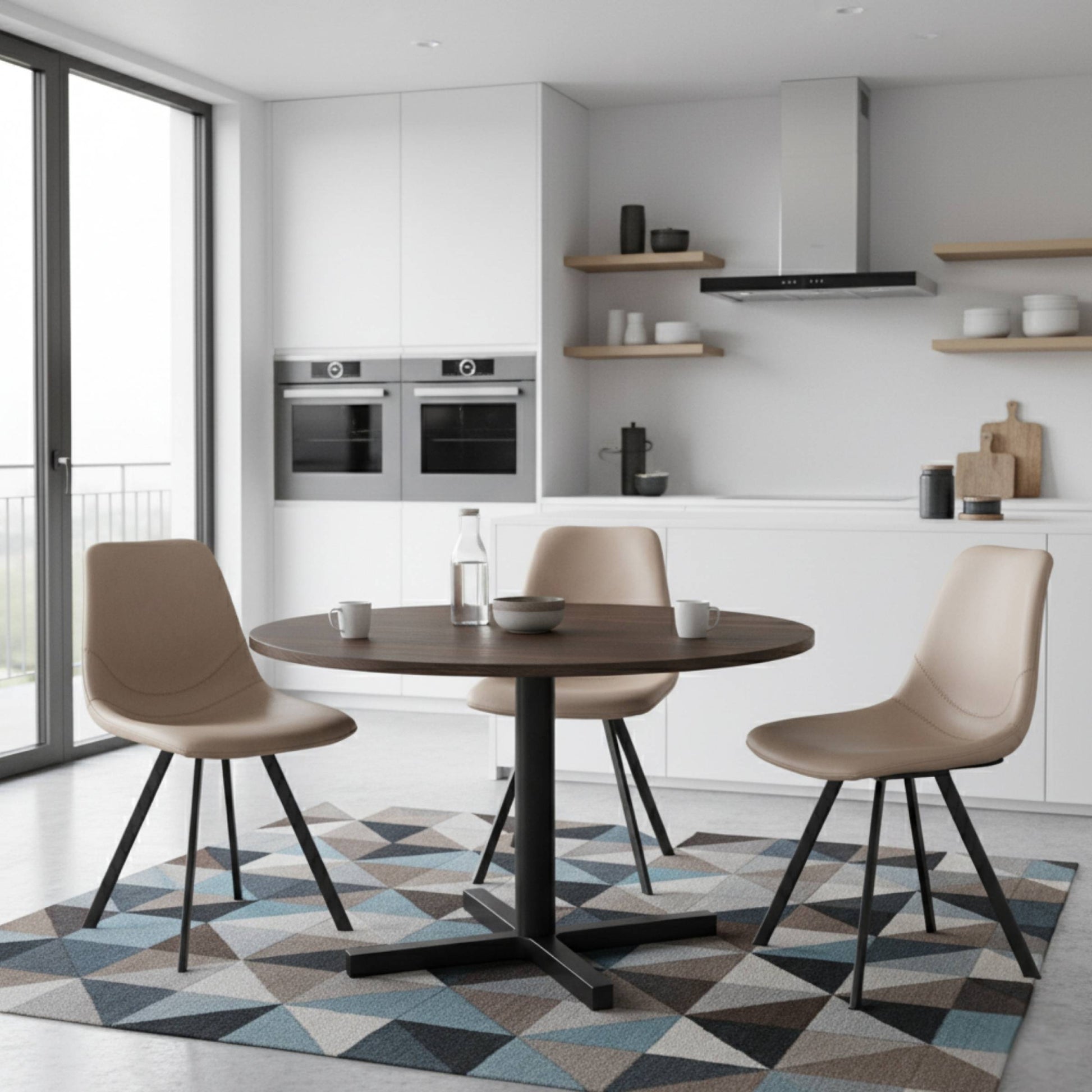 Markley Leather Dining Chair With Black/Gold Metal Legs Black Taupe Dining Chair Leisuremod