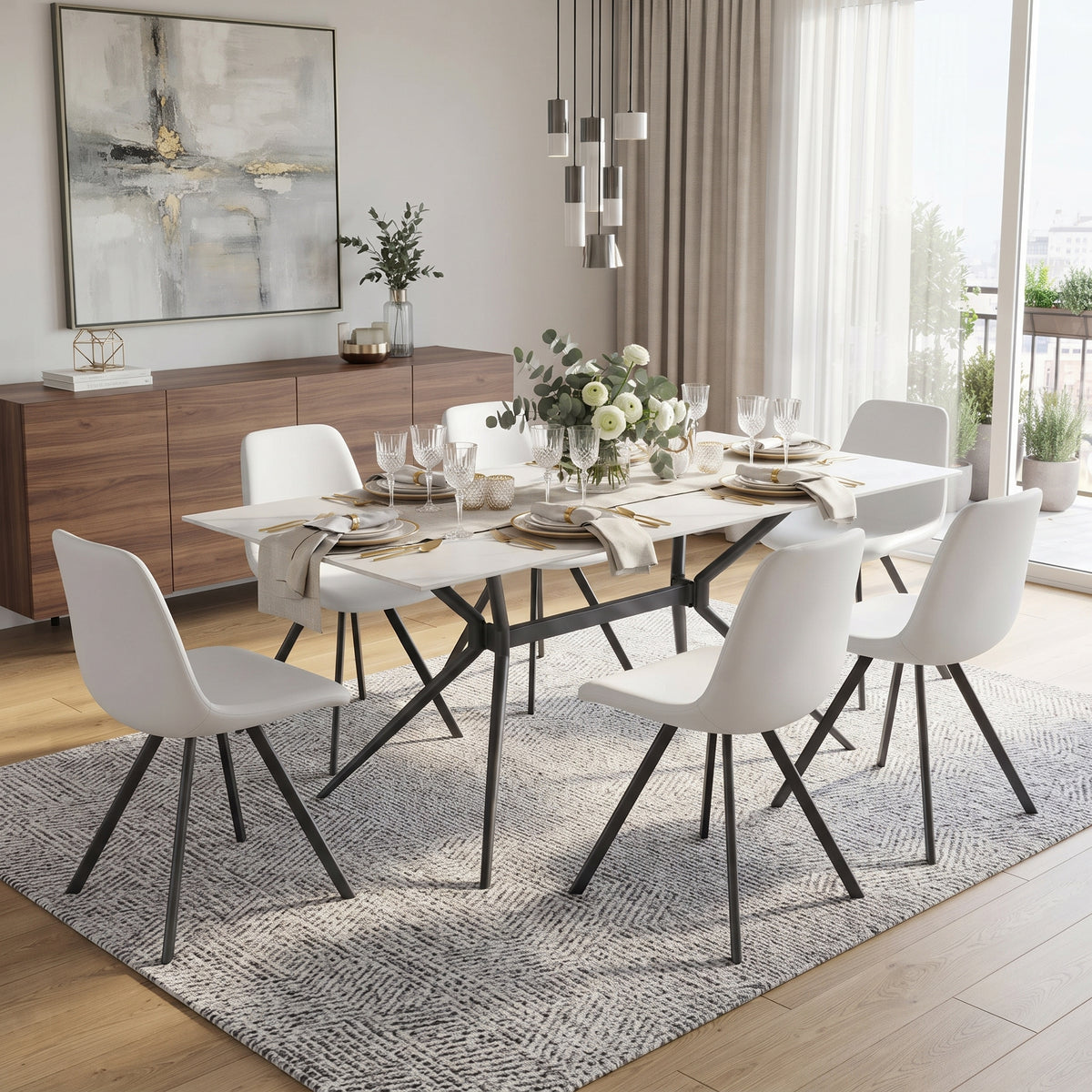 Markley Leather Dining Chair With Steel Legs