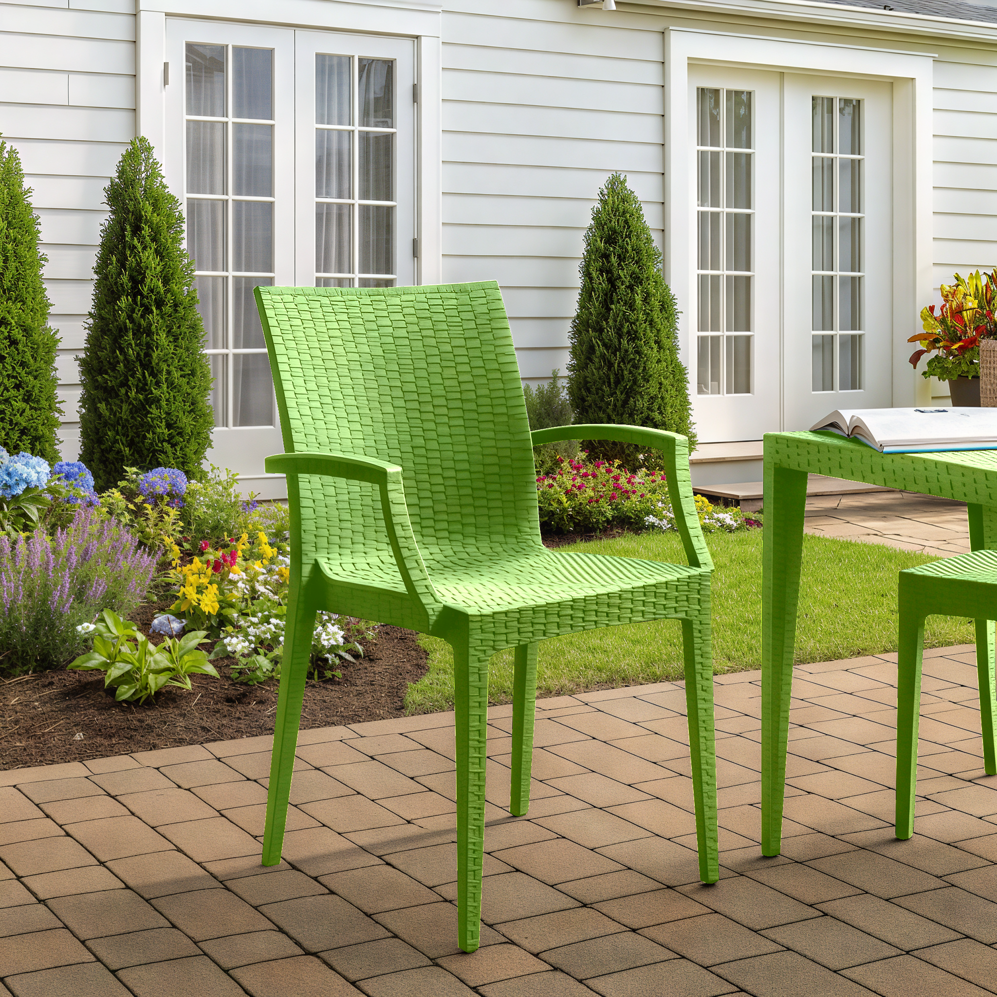 Mace Patio Outdoor Dining Armchair with Weave Design in Polypropylene