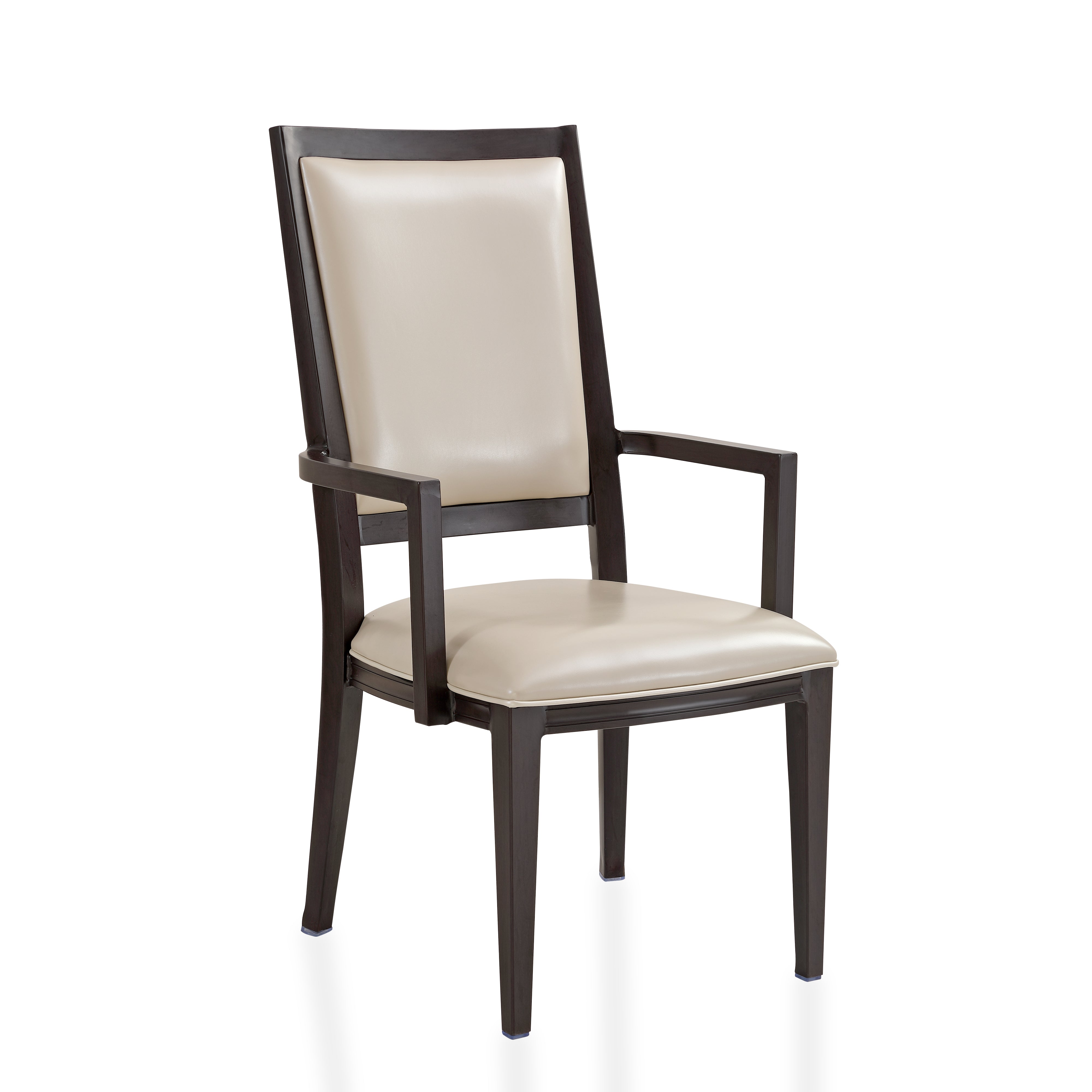 Madera Dining Chair with Leather Seat and Aluminum Legs in Walnut Finish