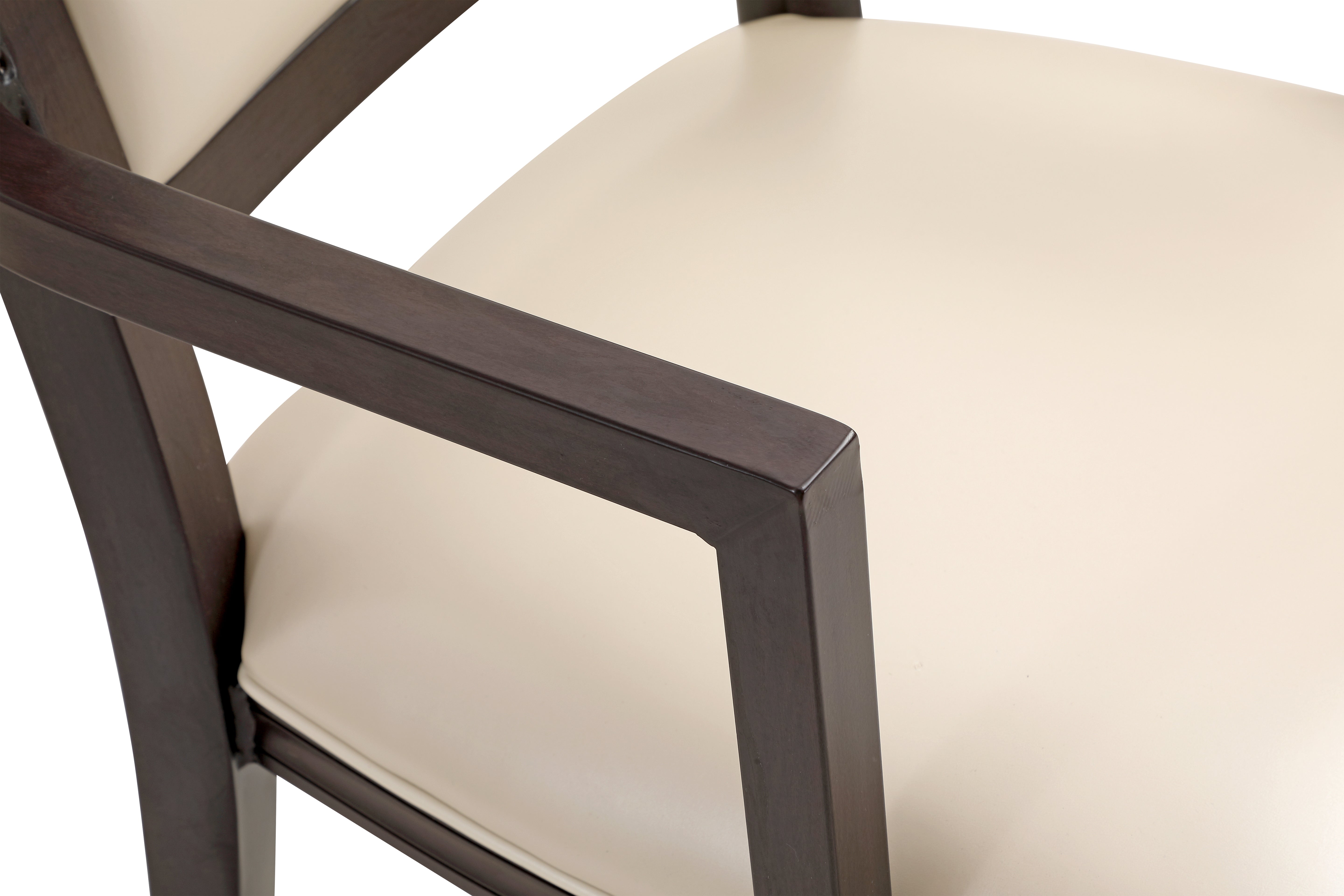 Madera Dining Chair with Leather Seat and Aluminum Legs in Walnut Finish