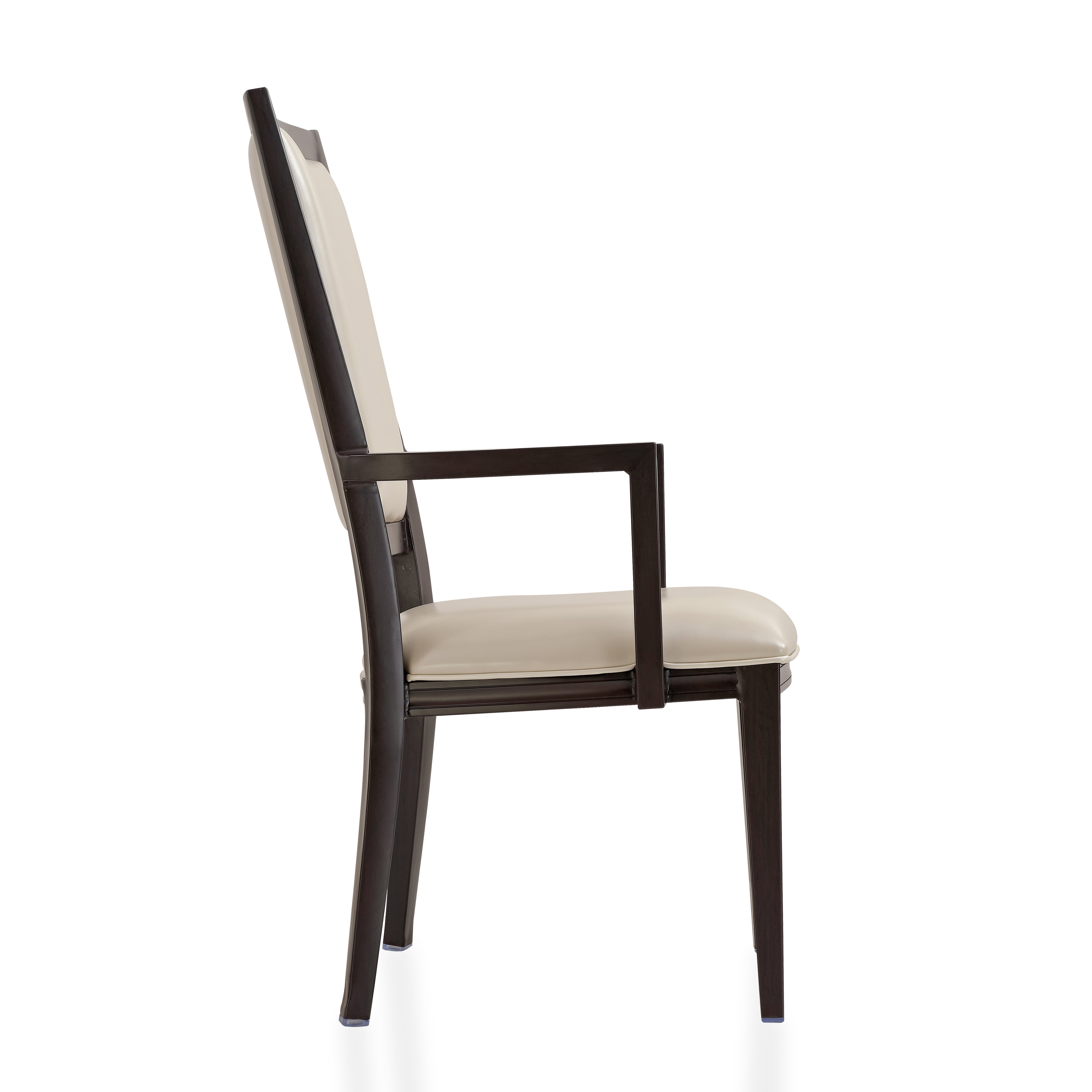 Madera Dining Chair with Leather Seat and Aluminum Legs in Walnut Finish