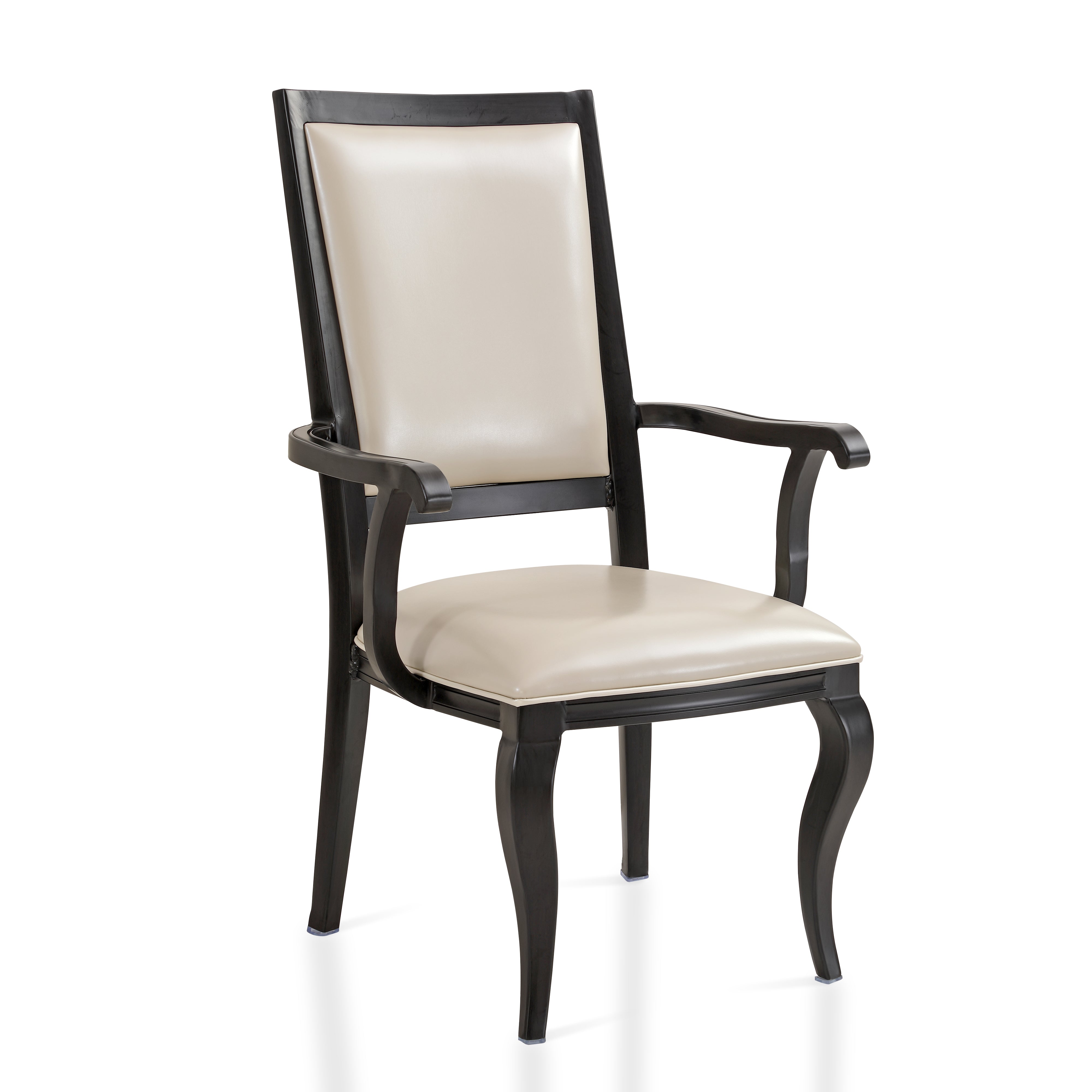 Madera Dining Chair with Leather Seat and Aluminum Crown Design Legs in Walnut Finish