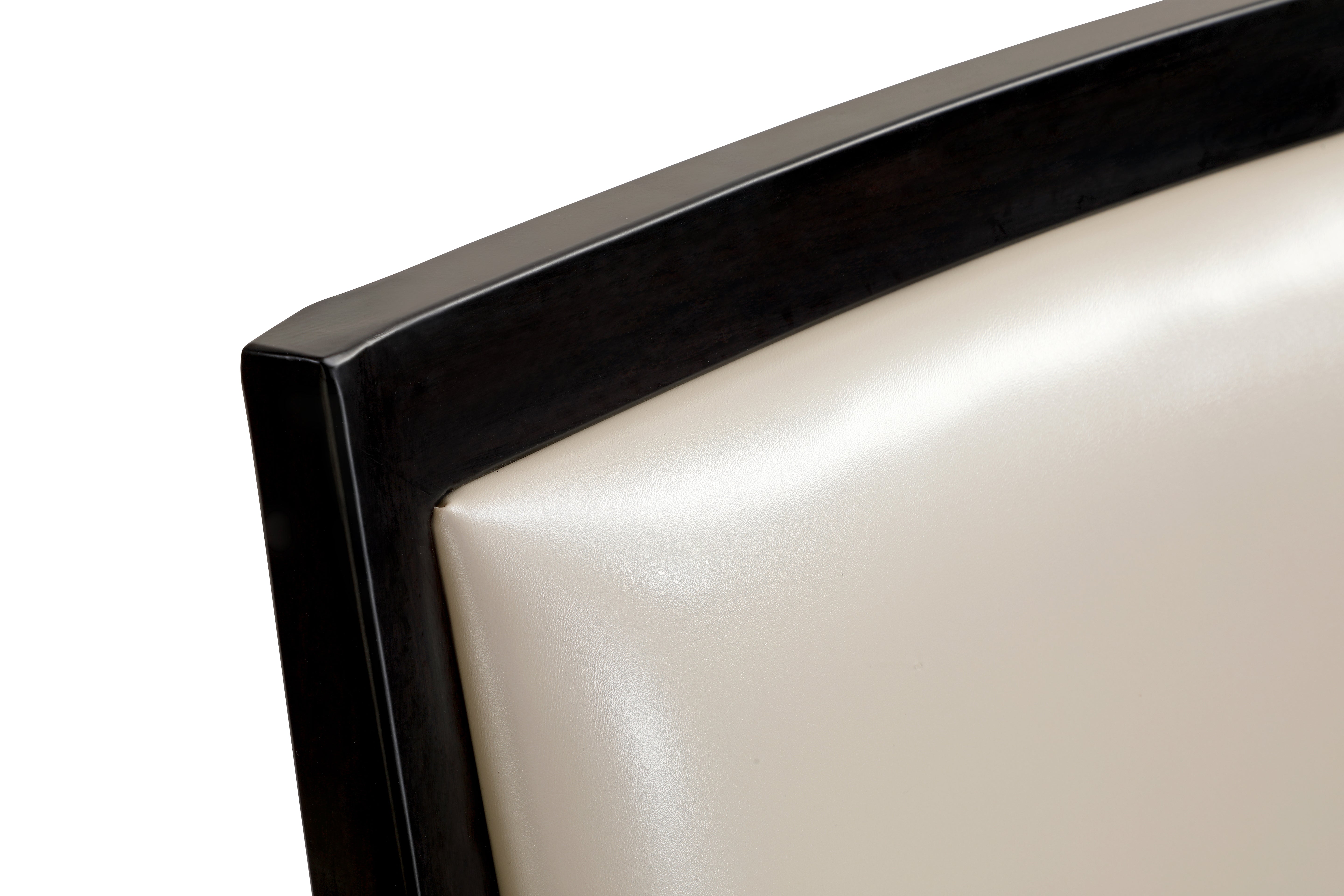 Madera Dining Chair with Leather Seat and Aluminum Crown Design Legs in Walnut Finish