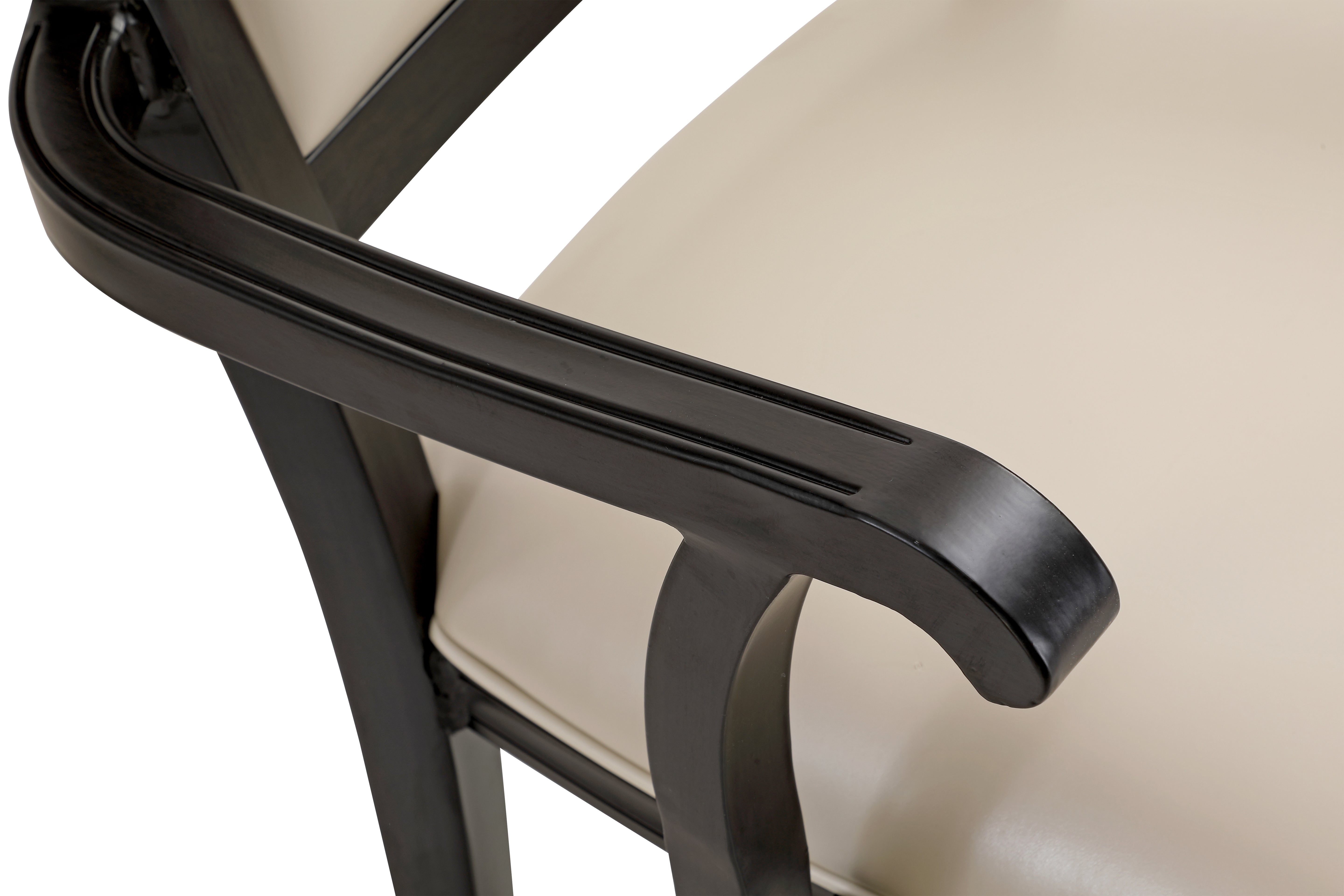 Madera Dining Chair with Leather Seat and Aluminum Crown Design Legs in Walnut Finish