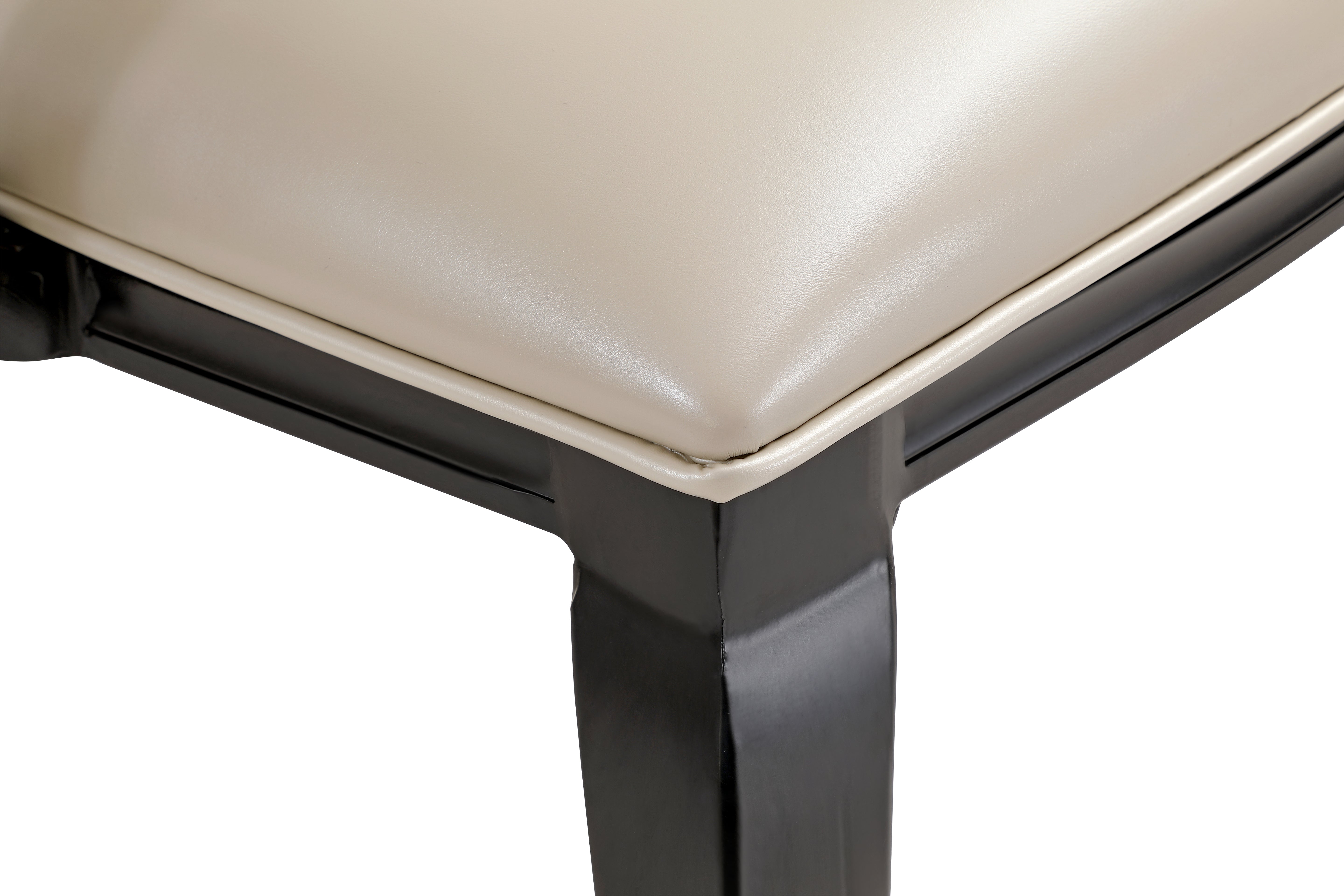 Madera Dining Chair with Leather Seat and Aluminum Crown Design Legs in Walnut Finish