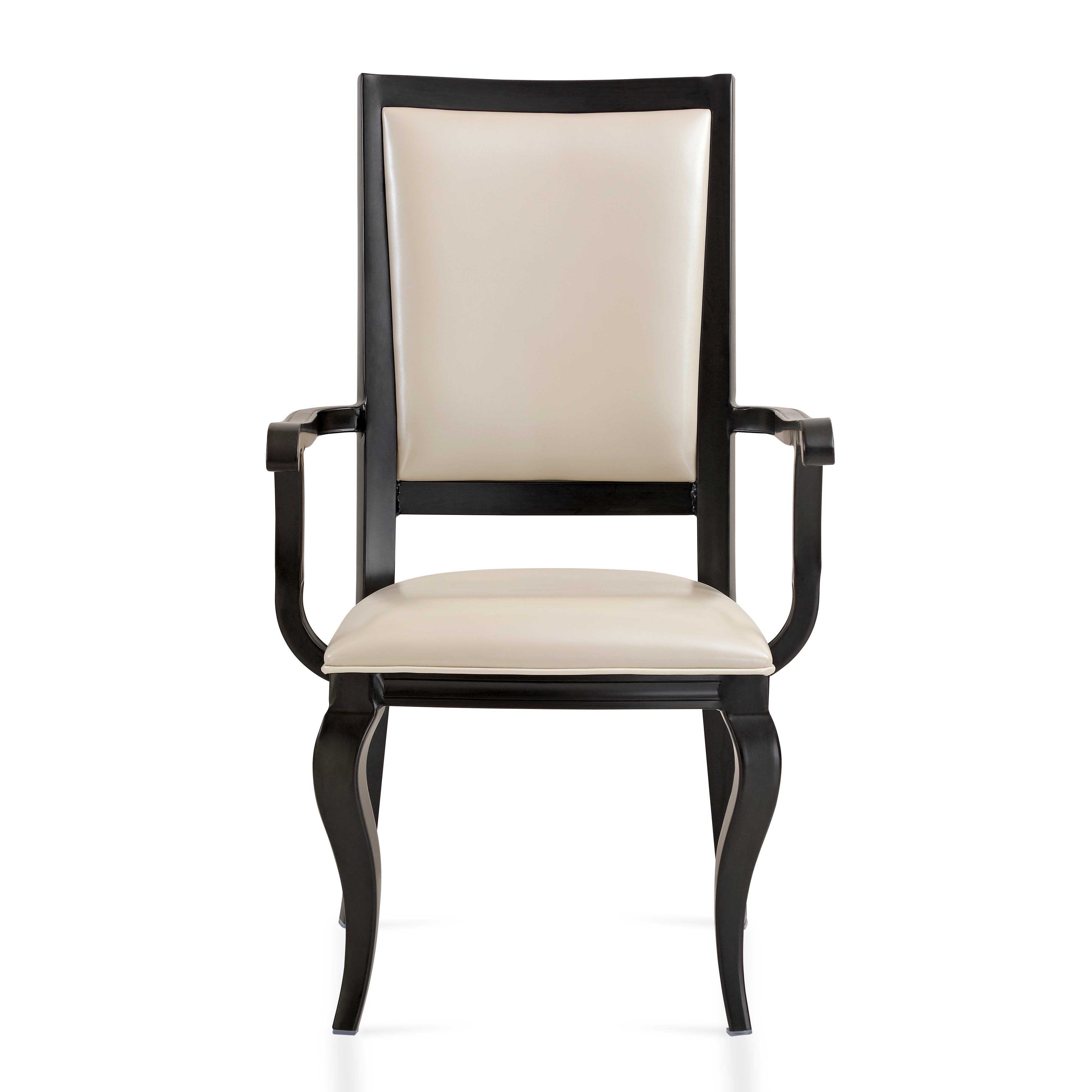 Madera Dining Chair with Leather Seat and Aluminum Crown Design Legs in Walnut Finish