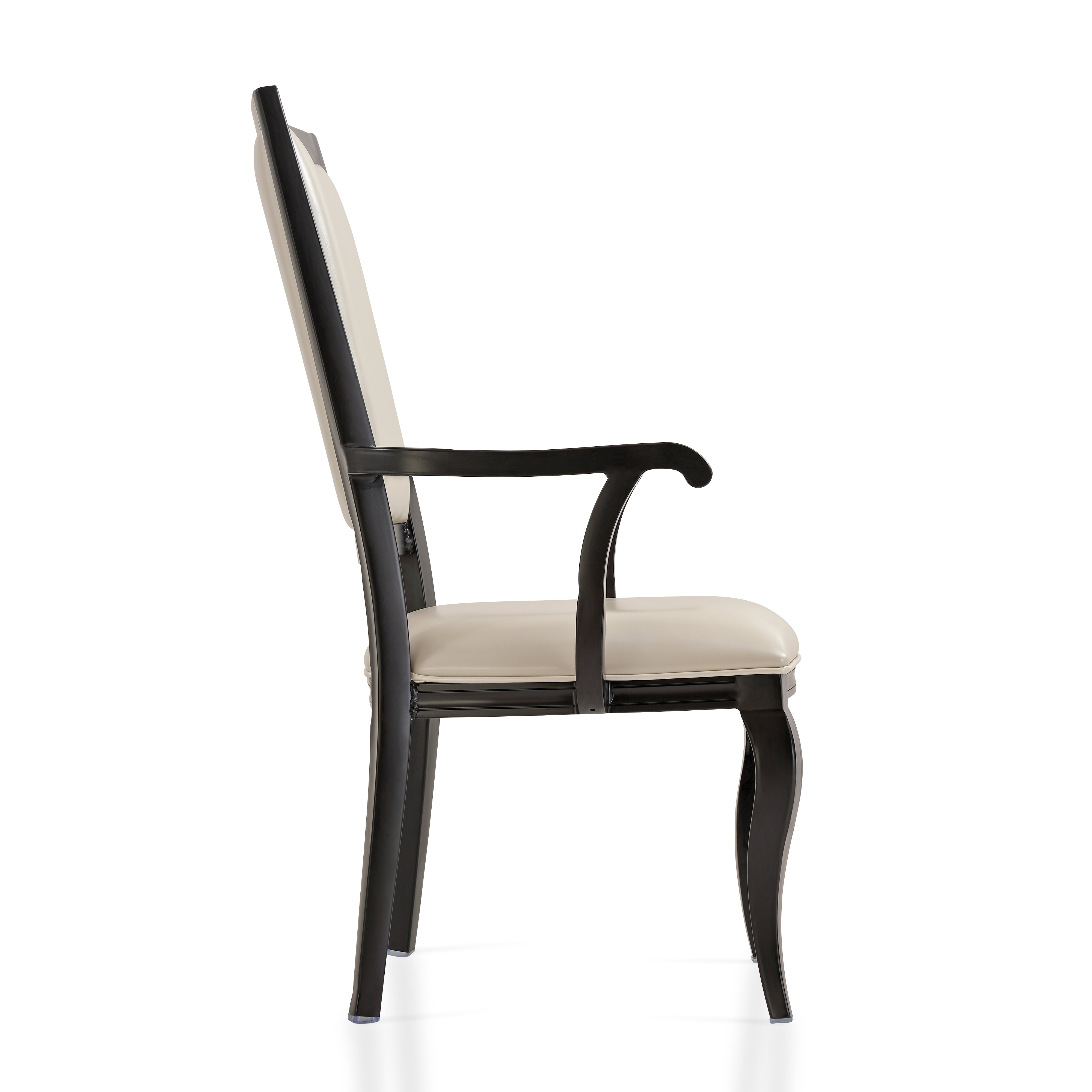 Madera Dining Chair with Leather Seat and Aluminum Crown Design Legs in Walnut Finish
