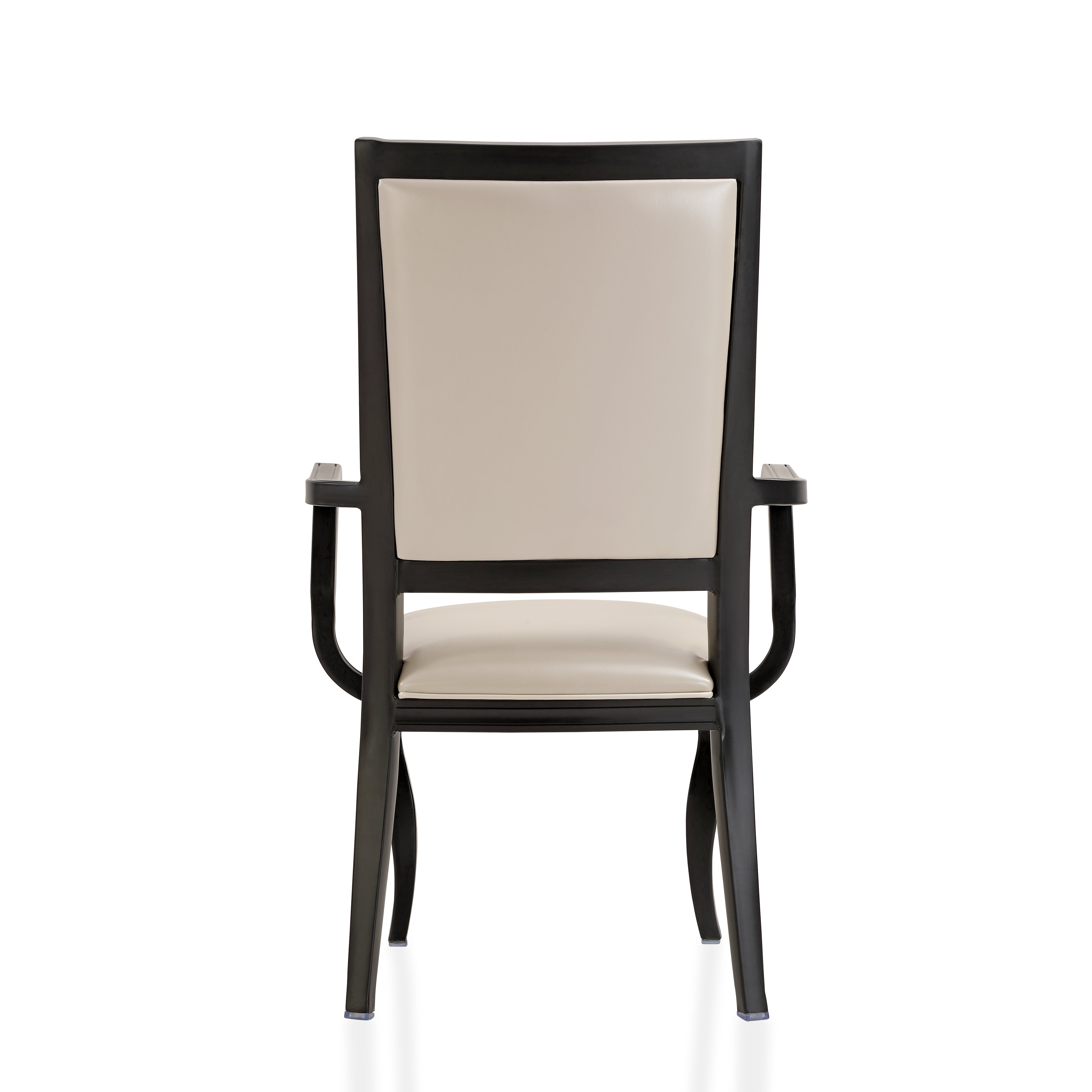 Madera Dining Chair with Leather Seat and Aluminum Crown Design Legs in Walnut Finish